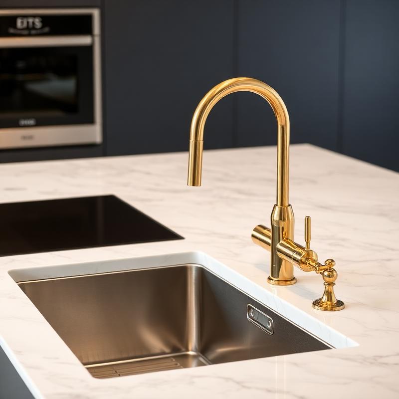 Stainless steel and quartz kitchen sinks in Delhi showroom
